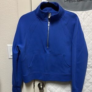 GAP Blue Scuba-knit Pullover with High Collar and Structured Design